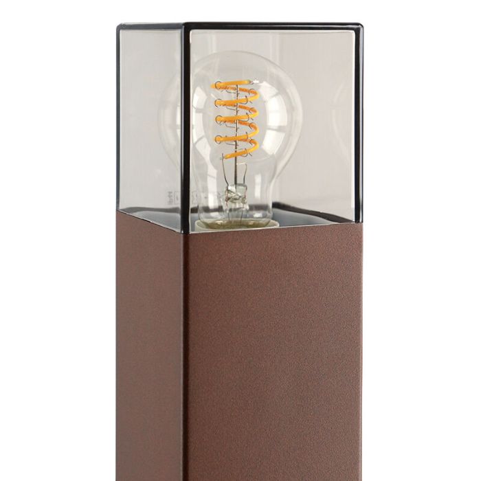 Roestkleur staande buitenlamp Sanel, Smoke glas, 90cm