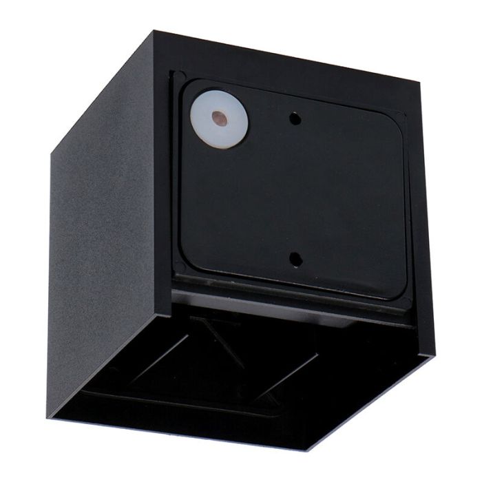 Zwarte buiten wandlamp Dion, aluminium, modern, IP65, dim-to-warm