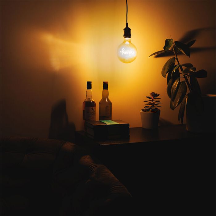 Dimbare E27 LED lamp met home filament, G125, 4,5W, 1800K (kaarslicht)