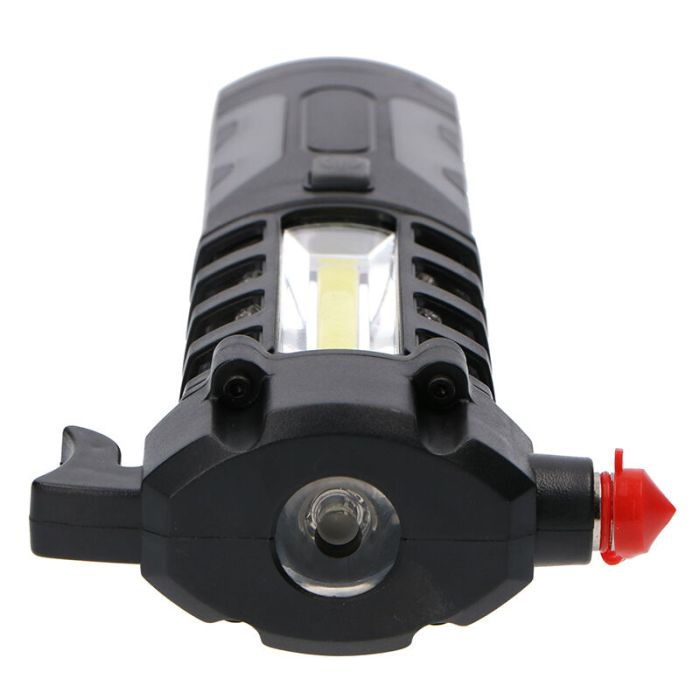 Zwarte looplamp Charley met veiligheidshamer, 3w, IP20, 6500K, op AA-batterijen