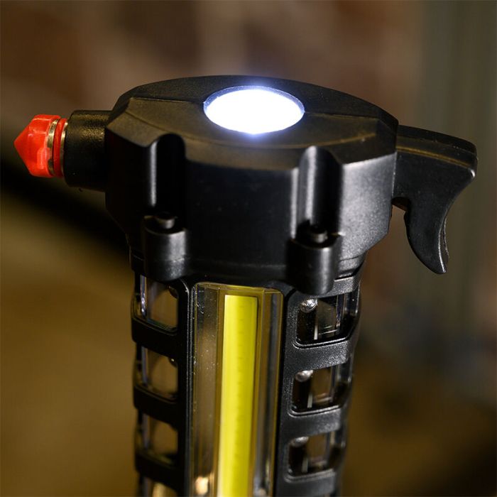 Zwarte looplamp Charley met veiligheidshamer, 3w, IP20, 6500K, op AA-batterijen
