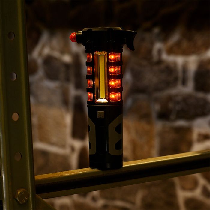 Zwarte looplamp Charley met veiligheidshamer, 3w, IP20, 6500K, op AA-batterijen