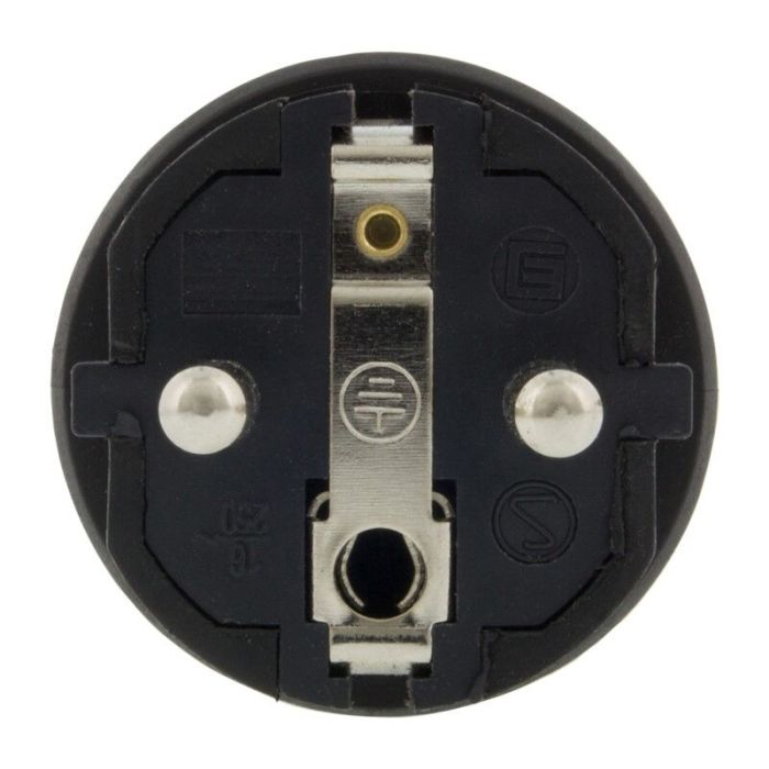 Stekker Randaarde Rubber 10/16 Ampère, Zwart