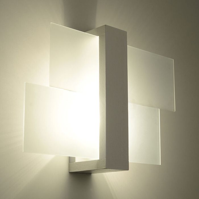 Moderne wandlamp Fouzia, wit, hout