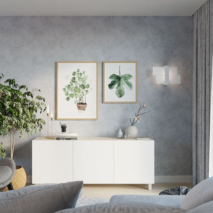 Moderne wandlamp Fouzia, wit, hout