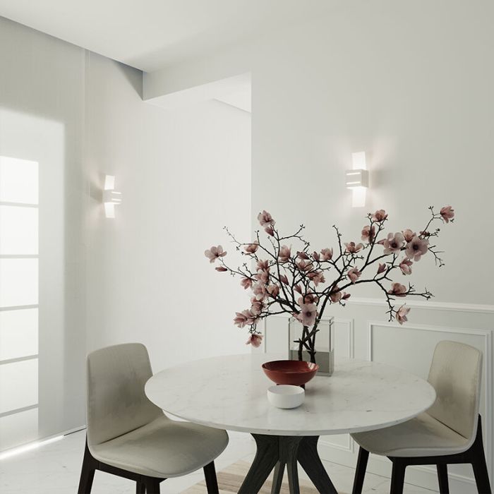 Witte up down wandlamp Jasmien, aluminium