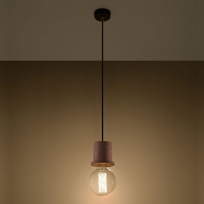 Landelijke hanglamp Gaelle, bruin, hout
