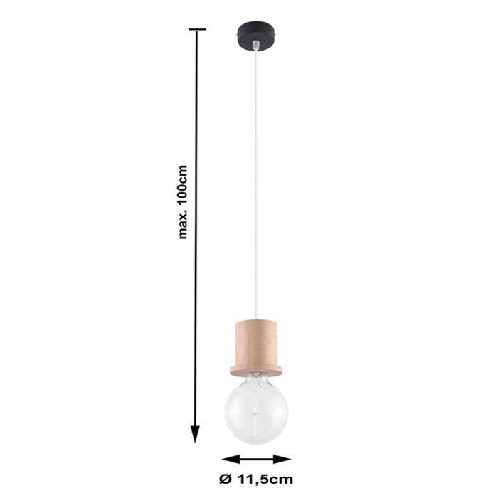 Landelijke hanglamp Gaelle, bruin, hout