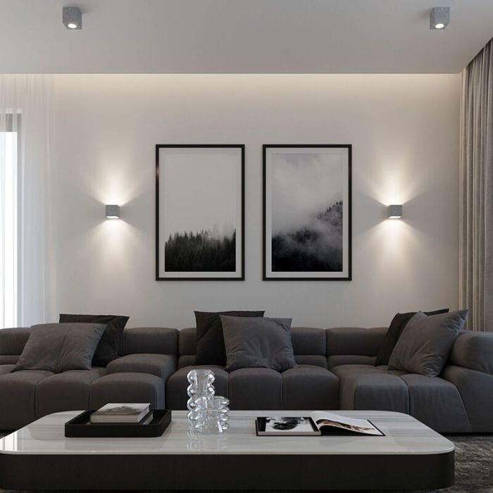 Betonnen up down wandlamp Andro, grijs