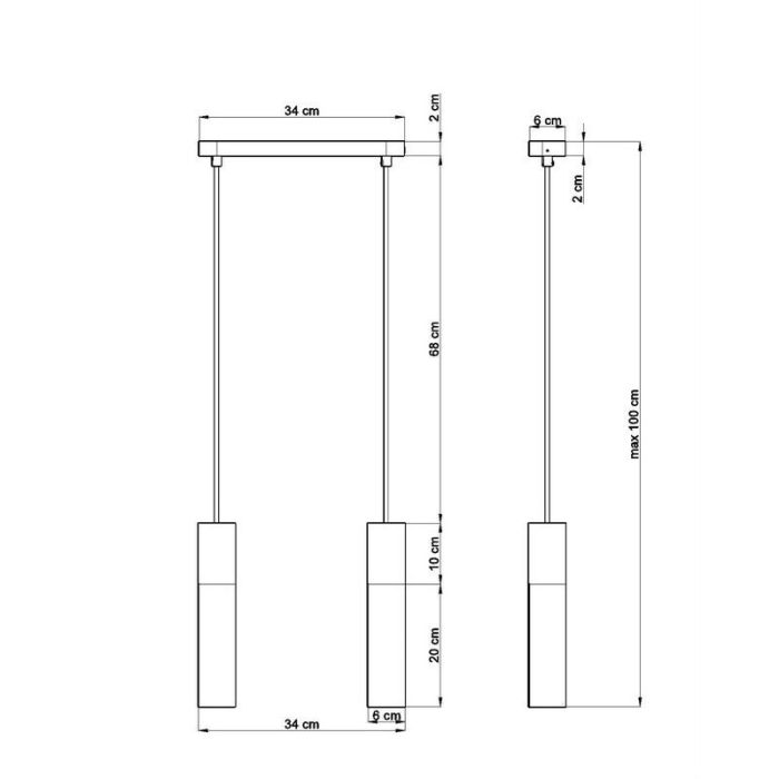 Zwarte hanglamp Francesca, aluminium, 2L