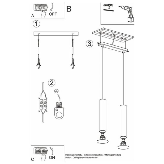 Zwarte hanglamp Francesca, aluminium, 2L