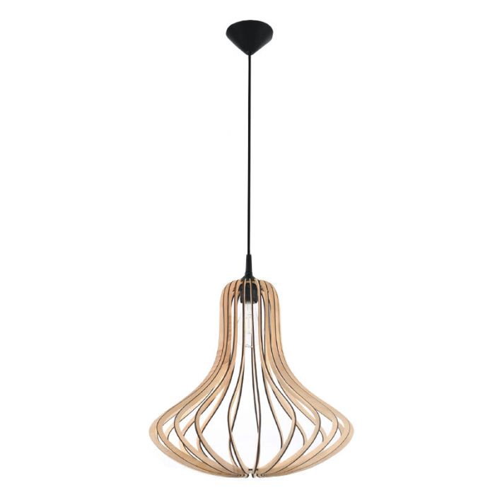 Landelijke hanglamp Grada, bruin, hout