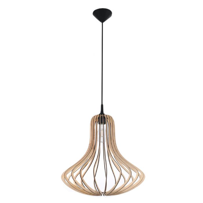Landelijke hanglamp Grada, bruin, hout