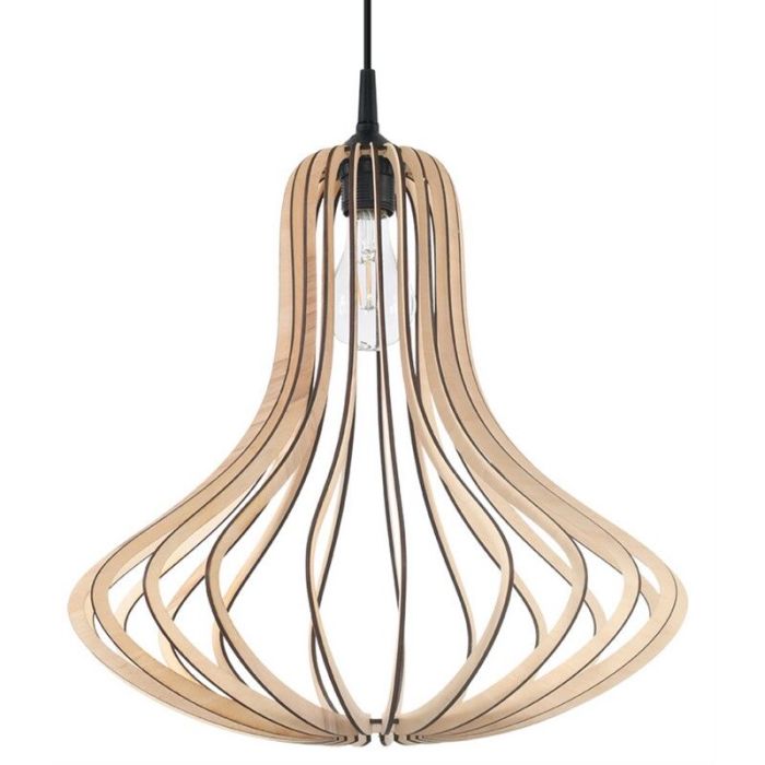 Landelijke hanglamp Grada, bruin, hout