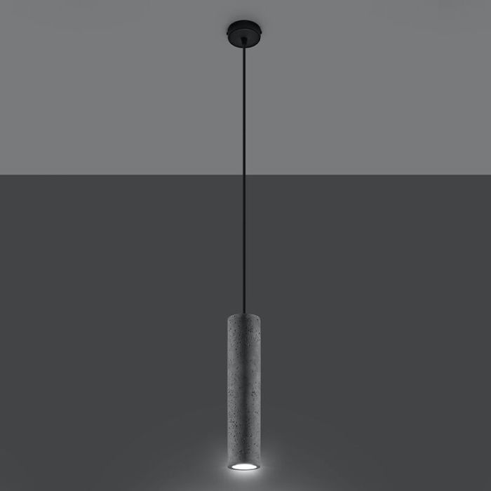 Landelijke hanglamp Feyza, grijs, beton