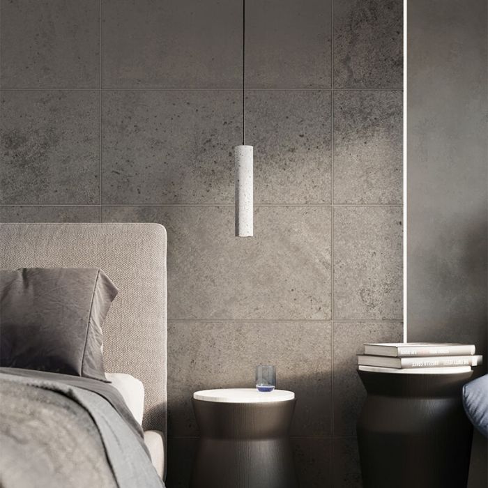 Landelijke hanglamp Feyza, grijs, beton