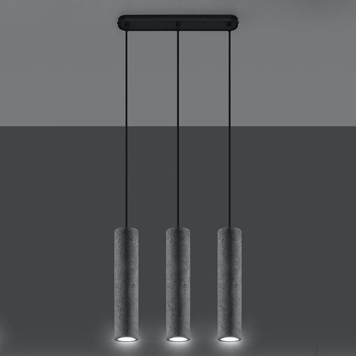 Landelijke hanglamp Feyza, grijs, beton