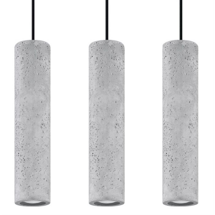 Landelijke hanglamp Feyza, grijs, beton