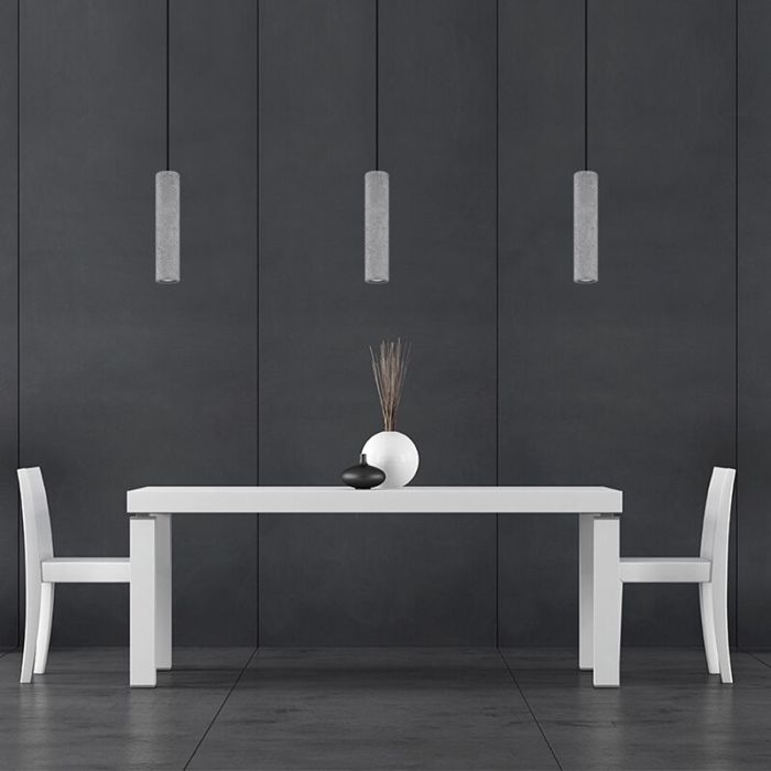 Landelijke hanglamp Feyza, grijs, beton