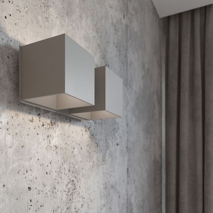 Grijze up down wandlamp Andro, aluminium, 2L