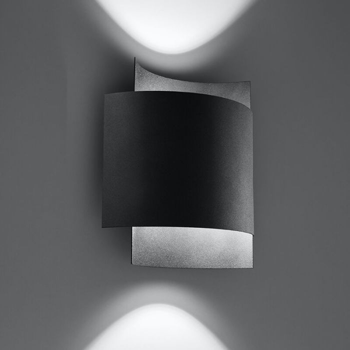 Moderne up down wandlamp Julissa, zwart, aluminium
