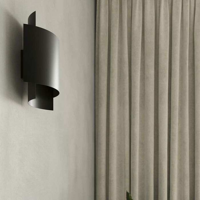 Moderne up down wandlamp Julissa, zwart, aluminium