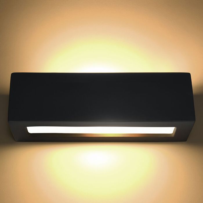 Moderne up down wandlamp Emmaly, zwart, keramiek