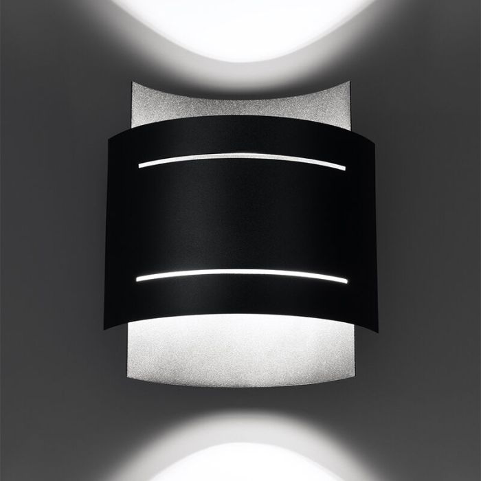 Moderne up down wandlamp Karwan, zwart, aluminium