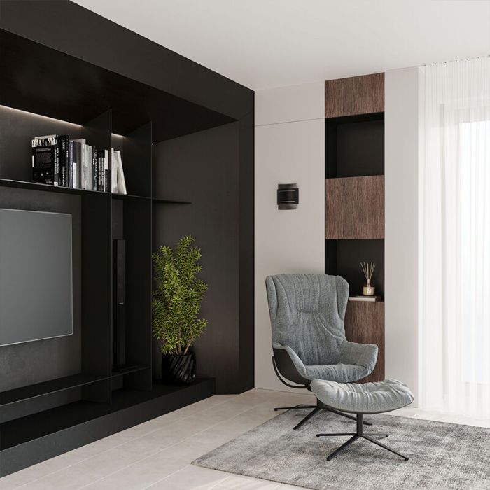 Moderne up down wandlamp Karwan, zwart, aluminium