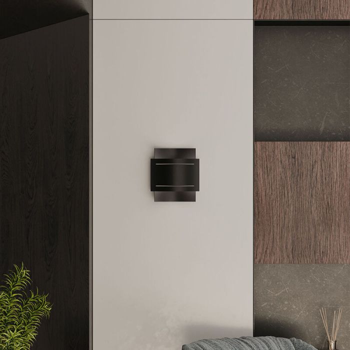 Moderne up down wandlamp Karwan, zwart, aluminium