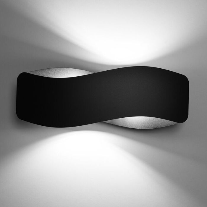 Moderne up down wandlamp Keely, zwart, aluminium
