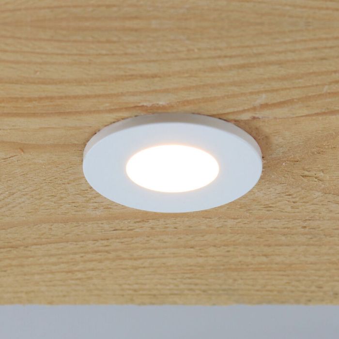 2 witte veranda inbouwspots Dico, IP65, incl. aansluitset en afstandbediening