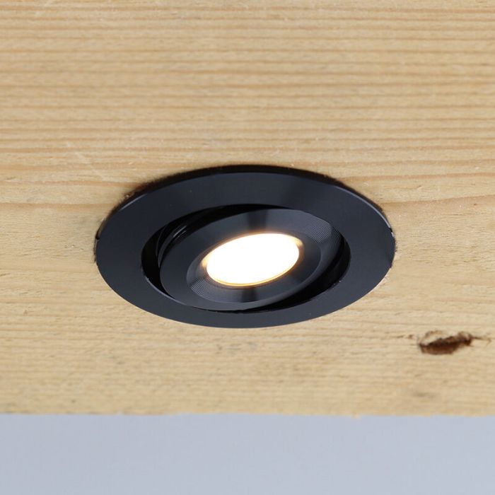 6 kantelbare veranda spots Rona, IP44, met aansluitset en afstandsbediening, zwart
