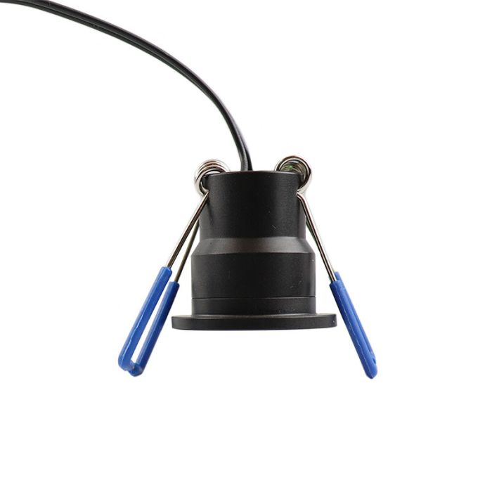 8 zwarte veranda inbouwspots Dico, IP65, incl. aansluitset en afstandbediening