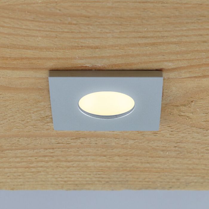 Vierkante geborsteld Chroom Verandaverlichting Dico, IP65, dimbaar
