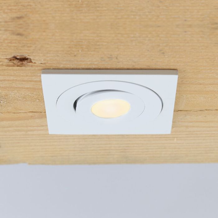 3 kantelbare veranda spots Rona vierkant, IP44, met aansluitset en afstandsbediening, wit