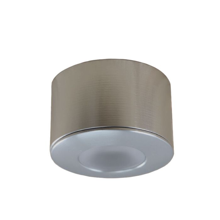 Ronde geborsteld Chroom Veranda opbouwspot Vasso, IP44, dimbaar