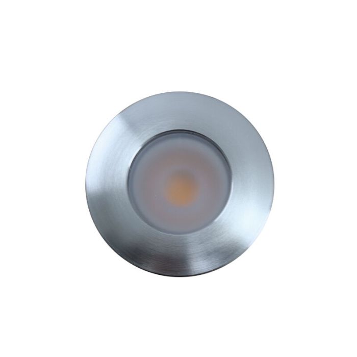 Ronde geborsteld Chroom Veranda opbouwspot Vasso, IP44, dimbaar