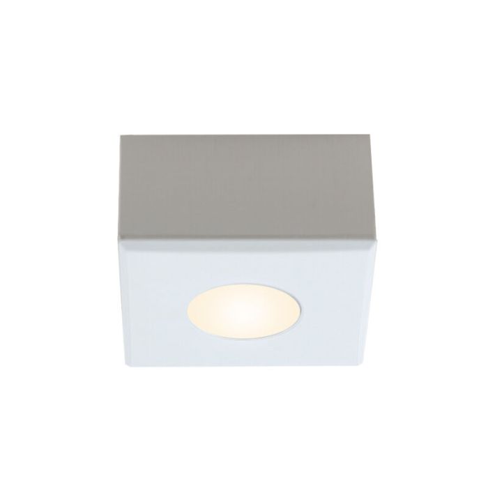 5 vierkante witte veranda opbouwspots Fredo, IP44, incl. aansluitset en afstandbediening