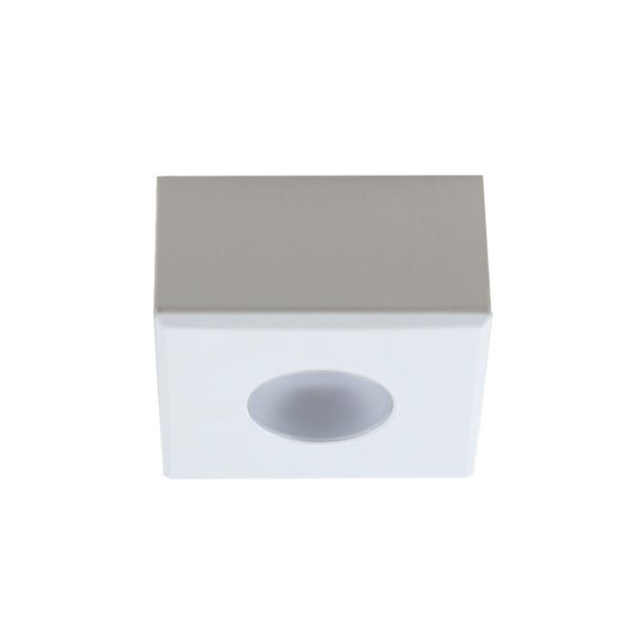 5 vierkante witte veranda opbouwspots Fredo, IP44, incl. aansluitset en afstandbediening