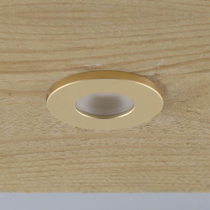 6 messing veranda inbouwspots Dico, IP65, incl. aansluitset en afstandbediening