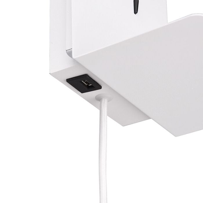 Witte wandlamp design, Ricciolo, 3W, 3000K LED, met schakelaar