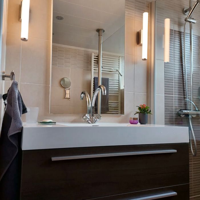 Chromen spiegelverlichting modern, Staby, 4,3W, 3000K LED, IP44, met schakelaar