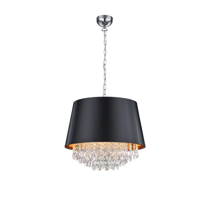 Chroom hanglamp Asiya, Metaal,Textiel