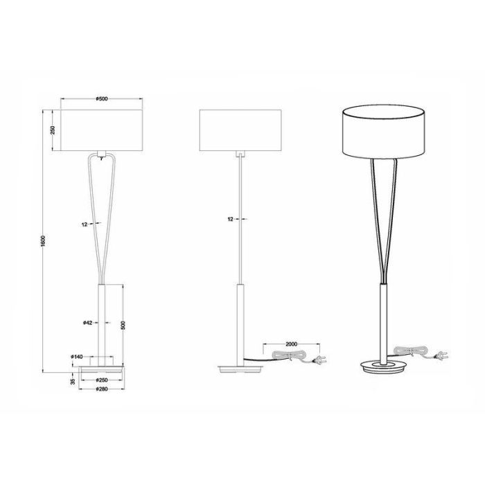 Moderne vloerlamp Lola, nikkel Mat