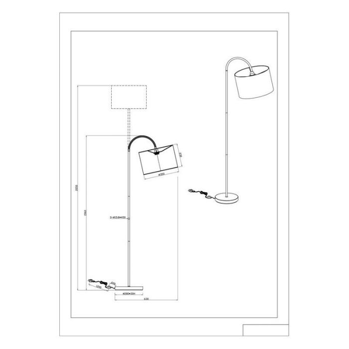 Zwarte vloerlamp modern, Jeany, met schakelaar