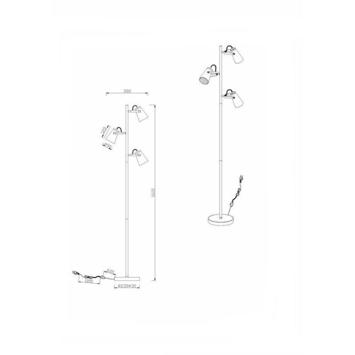 Zwarte vloerlamp modern, Skals, met schakelaar