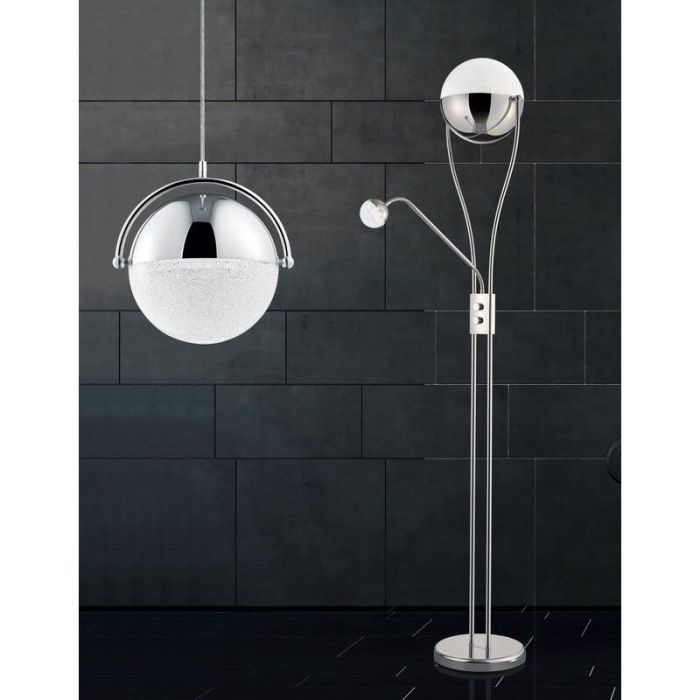 Chromen vloerlamp retro, Xelly, 22W, 3000K LED, met schakelaar