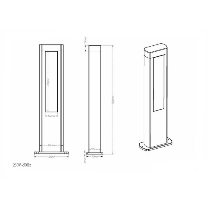 Antraciete buitenlamp modern, Yndira, 5,5W, 3000K LED, IP54