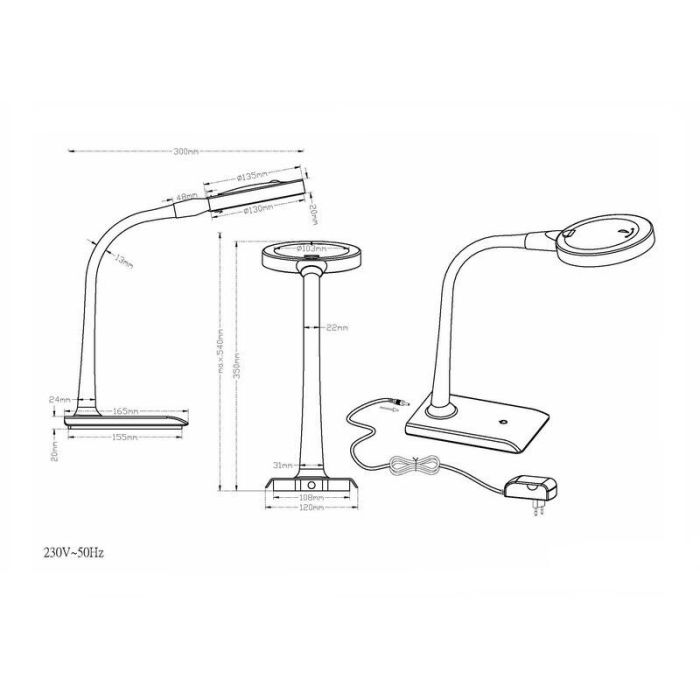 Witte bureaulamp modern, Ulyssae, 5W, 3500K LED, met schakelaar